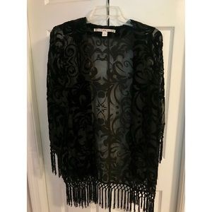 C&V Black Velvet Fringe Kimono 🖤